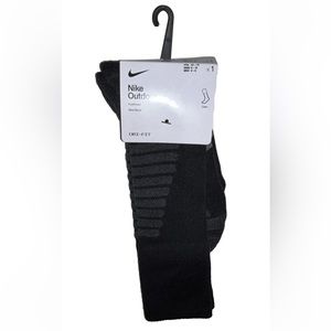 Nike Outdoor Crew Socks 1 Pair Men 6-8 Wmn 6-10 Black Gray w Logo Wool Blend NEW